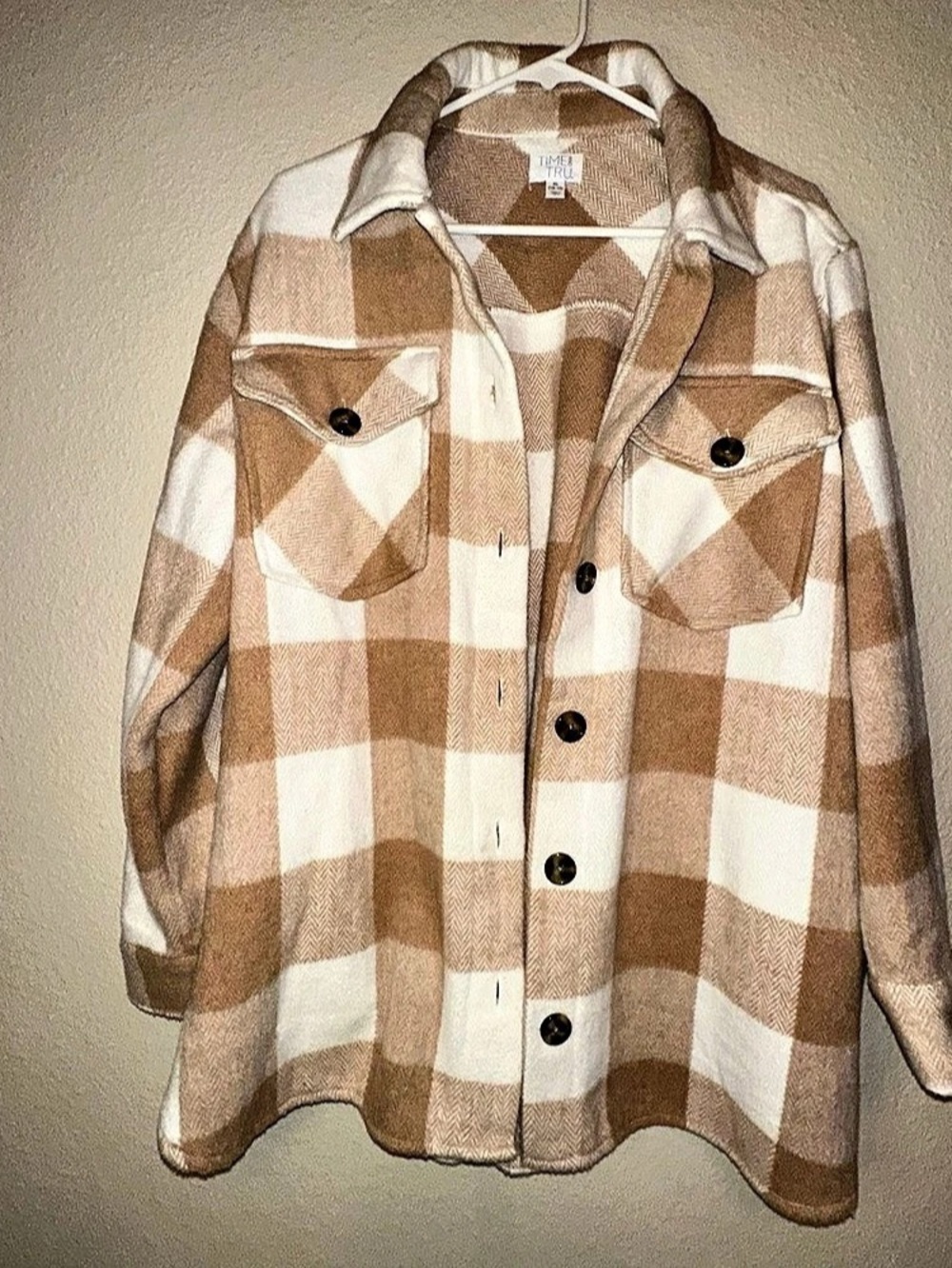 Women’s XL Brass Buffalo Check Shearling Shacket Checkered